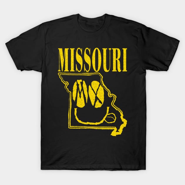 Missouri Grunge Smiling Face Black Background T-Shirt by pelagio